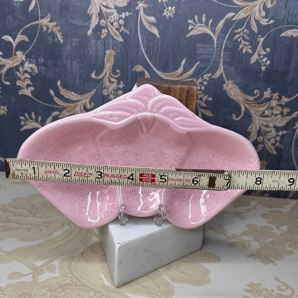 Vintage Set Of 4 Valley Vista Calif. Pink Glazed Strawberry Dish 8.75” x 5.5”